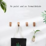 2 Stück Massivholz-Stanzfreier Eingang hinter der Tür an der Wand, selbstklebender Kleiderhaken, Beech Wood, Oak, Black Walnut – Bild 8