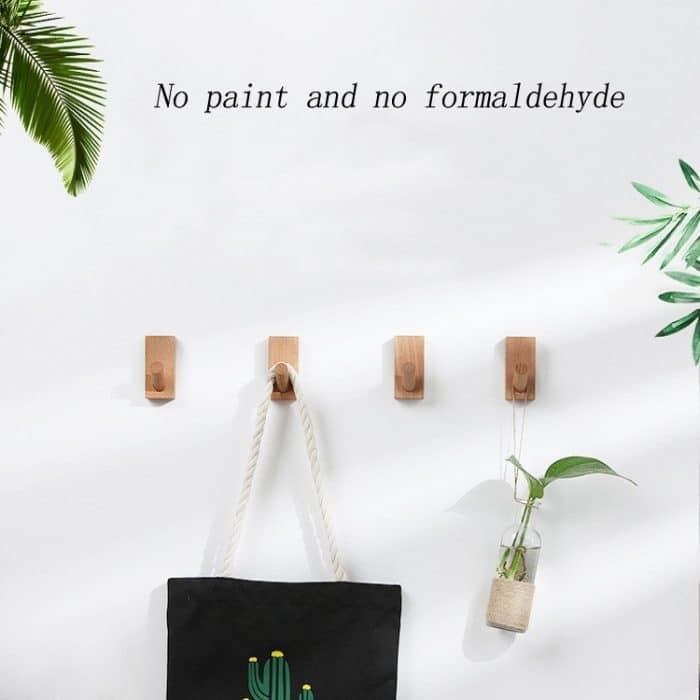 2 Stück Massivholz-Stanzfreier Eingang hinter der Tür an der Wand, selbstklebender Kleiderhaken, Beech Wood, Oak, Black Walnut – Bild 8