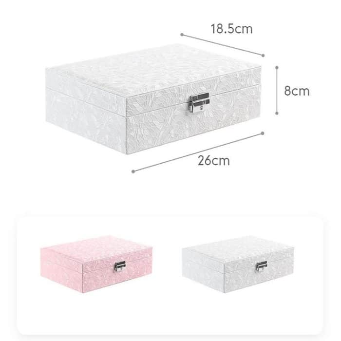 Mehrschichtige Flip-Cover mit Schloss, Schmuckschatulle, einfarbig, Schmuck-Desktop-Aufbewahrungsbox – Bild 3