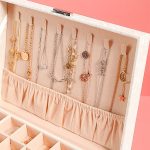 Mehrschichtige Flip-Cover mit Schloss, Schmuckschatulle, einfarbig, Schmuck-Desktop-Aufbewahrungsbox – Bild 5