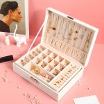 Mehrschichtige Flip-Cover mit Schloss, Schmuckschatulle, einfarbig, Schmuck-Desktop-Aufbewahrungsbox – Bild 8