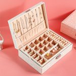 Mehrschichtige Flip-Cover mit Schloss, Schmuckschatulle, einfarbig, Schmuck-Desktop-Aufbewahrungsbox – Bild 9