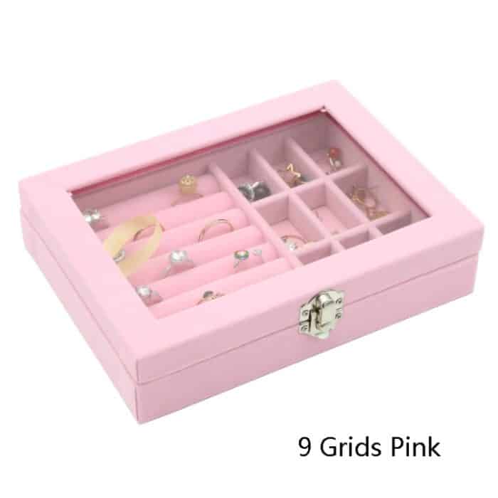 Home Glasdeckel-Flanell-Aufbewahrungs-Schmuckkästchen mit Deckel – Bild 2