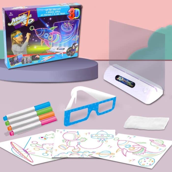 3D-fluoreszierendes Zeichenbrett, magisches, leuchtendes, dreidimensionales Schreibbrett, Graffiti-Brett, Beleuchtung, Puzzle, Kinder-Zeichenbrett, Stil:, Medium  Drawing Board (Space Version), Medium Drawing Board  (Ocean Version)... – Bild 2