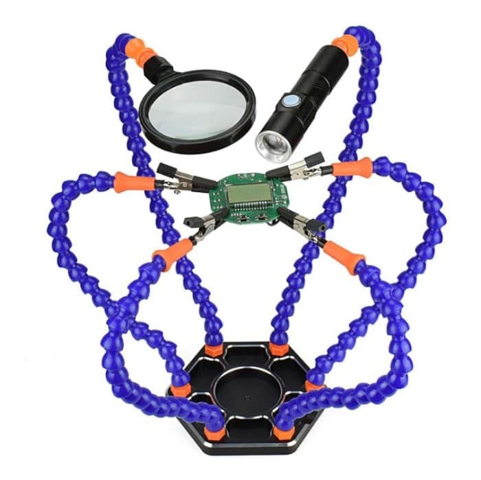 Sechs-Backen-Schweißstation aus Aluminiumlegierung, elektronische Produktschweiß- und Wartungswerkbank, SN6SB With Flashlight (Blue), SN6SB With Flashlight (White), SS6LM-BE99 Plug-in (Blue), SS6LM-WE99 Plug-in (White) – Bild 1