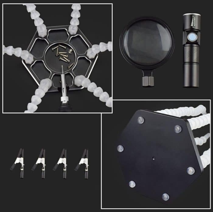 Sechs-Backen-Schweißstation aus Aluminiumlegierung, elektronische Produktschweiß- und Wartungswerkbank, SN6SB With Flashlight (Blue), SN6SB With Flashlight (White), SS6LM-BE99 Plug-in (Blue), SS6LM-WE99 Plug-in (White) – Bild 3