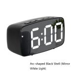 Spiegel-Nachttisch-Wecker, batteriebetrieben, Doppelfunktions-LED-Uhr, Arc-shaped Black Shell (Mirror White Light), Rectangular Black Shell (Mirror White Light), Arc-shaped Black Shell (Black Surface White Light)... – Bild 2