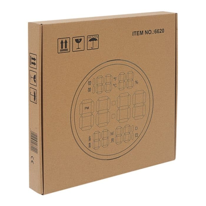 6620 12 Zoll LED Einfache Wanduhr Wohnzimmer Runde Stille Digitale Temperatur Und Luftfeuchtigkeit Elektronische Uhr, White Frame EU Plug, Black Frame EU Plug, White Frame US Plug, Black Frame US Plug – Bild 9