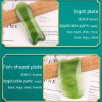10 PCS Harz Schaben Blatt Massage Gesichts Sehne Stick Schönheit Salon Rasieren Bord Akupunktur Stift, Resin  Yellow Meridiary Comb, Resin Yellow Triangle, Emerald Green Ingot Board, Emerald Green Fish Plate, Emerald Green Relaxing Stick... – Bild 3