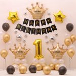 Schwarz-goldenes Geburtstagsparty-Ballon-Flaggen-Set