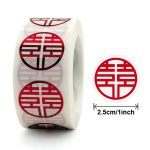 5 Rollen Hochzeit Happy Word Aufkleber Umschlag Versiegelungsaufkleber Zuckerdose Roter Umschlag Hochzeitsetikett, Durchmesser:, 25mm, 38mm – Bild 2