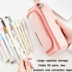 Angoo Federmäppchen mit großem Fassungsvermögen, niedliche Schreibwarentasche aus Segeltuch, Black White In The Palm, Fairy Plaid, Pink, Ink, Moon White, Qingtian, Begonia, Scottish Plaid, Gentle Breeze, Daisy, Dawn, Cherry Pink, Blue Gray, Ink Paintin... – Bild 5