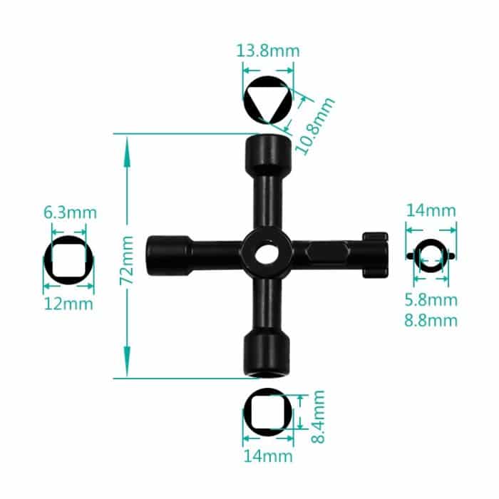 4 Stück Aufzug-Wasserzähler-Ventil-Kreuzschlüssel-Innendreieckschlüssel, Stil:, A Black, A Blue, B Silver, D Silver Center Six-side/Square Hole, E Silver, F Silver, D Silver Center Double-sided Square Hole – Bild 3