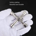 4 Stück Aufzug-Wasserzähler-Ventil-Kreuzschlüssel-Innendreieckschlüssel, Stil:, A Black, A Blue, B Silver, D Silver Center Six-side/Square Hole, E Silver, F Silver, D Silver Center Double-sided Square Hole – Bild 4