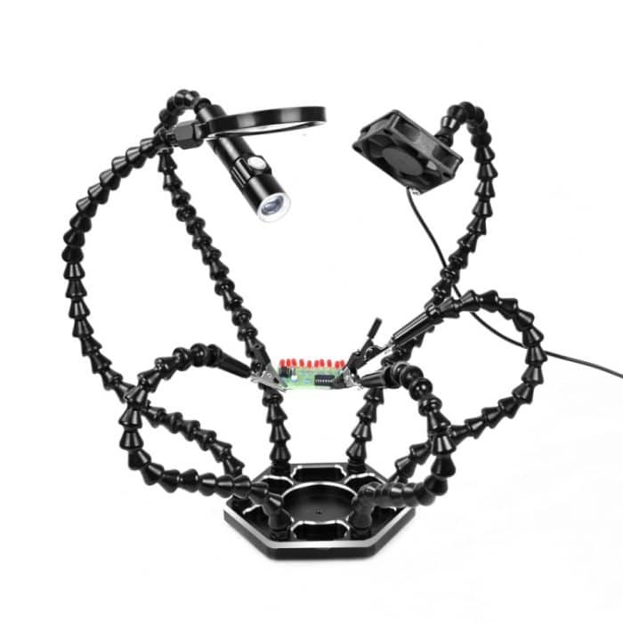 Sechs-Backen-LED-Lupen-Lötstation mit Lüfter, N-SS6LMF-BK9, N-SS6LF-BK9 – Bild 1