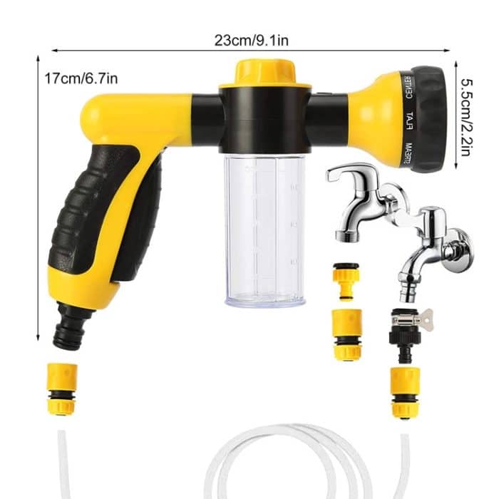 8-in-1-Autowasch-Schaumtopf-Wassersprinkler, Yellow, Green – Bild 7