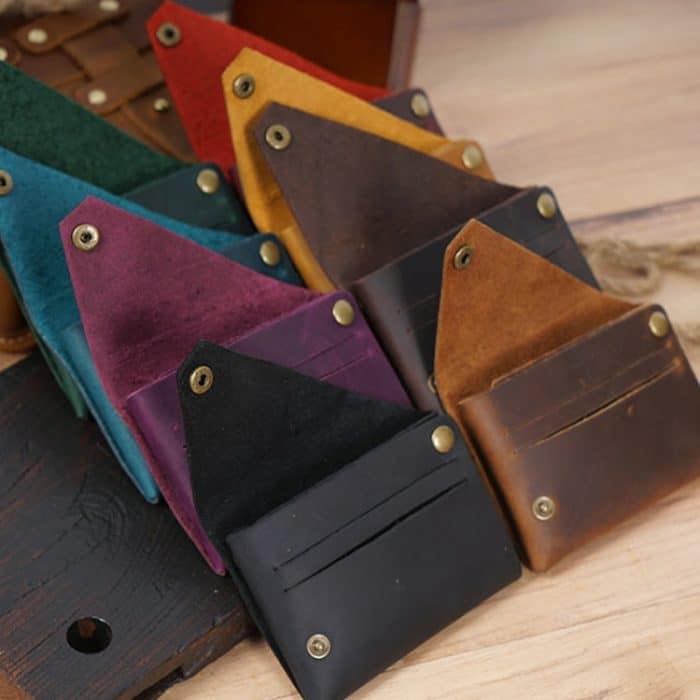 18K-120 Bankkarten-Aufbewahrungstasche aus Leder, Kartenhalter, Black, Yellow brown mad horse, Coffee, Wine Red, Dark Brown, Ink Green, Blue, Purple – Bild 6