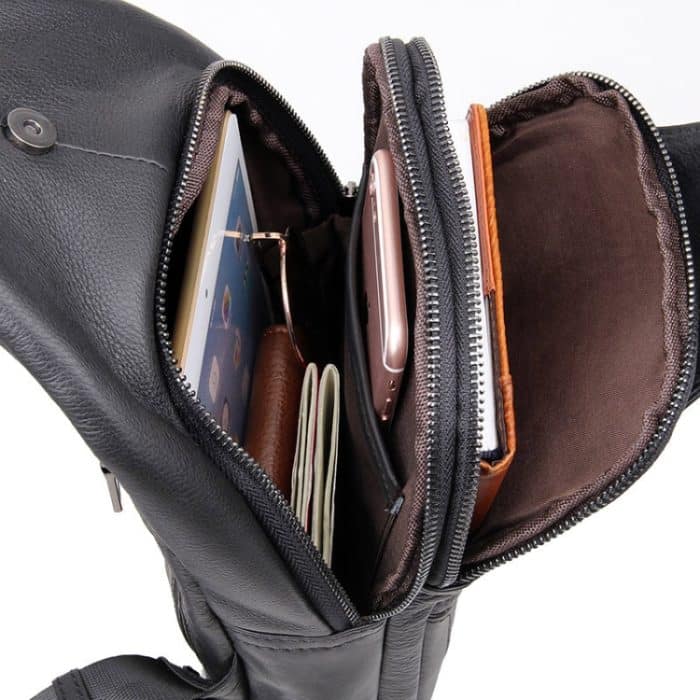 Casual Herren Brusttasche Erste Schicht Rindsleder Messenger Bag – Bild 5