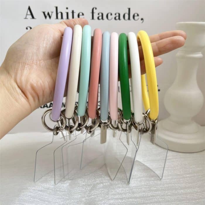 3 Stück Handyhülle Silikon-Armband Schlüsselanhänger Anti-Fall-Handy-Lanyard mit Aufnäher, Pink, Purple, Blue, Lemon Yellow, Orange, Red, Black, White, Mint Green – Bild 3