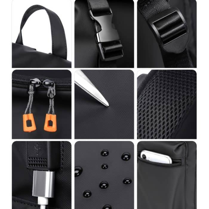 WEIXIER B1862 Männer Business Freizeit Große Kapazität Reisetasche Computer Rucksack, B1862 Black, B1862 Grey – Bild 5