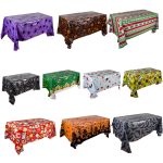 3PCS Weihnachten Halloween Party Event Dekoration Tischdecke, Orange Pumpkin, Black Pumpkin, Black Ghost, Gray Bat, Green Pumpkin, Purple Spider, Red Snowman, Geometry, Blue Snowman, Green Biscuits – Bild 2