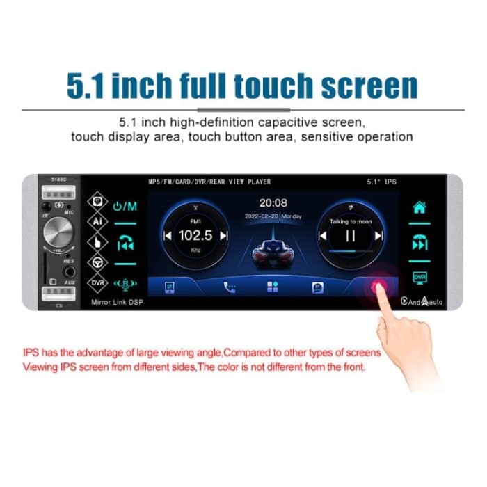 A2905 5,1-Zoll-IPS-Carplay-Player mit kapazitivem Bildschirm, Stil:, Standard, Standard+4 Light Camera, Standard+8 Light Camera, Standard+12 Light Camera, Standard+AHD Light Camera – Bild 4