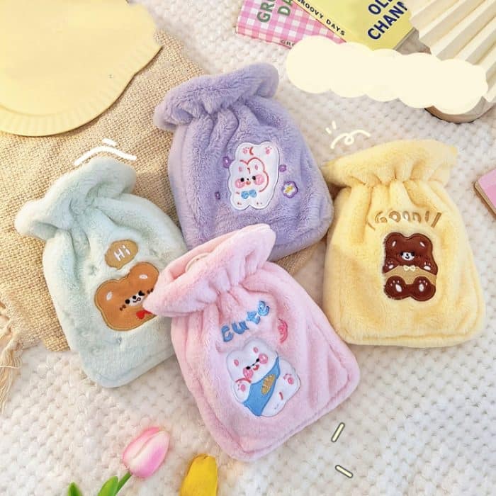 Plüsch-Stickerei, waschbar, kann mit Wasser gefüllter Warmwasserbeutel zum Umhängen sein, Pink Bunny, Purple Bunny, Green Bear, Yellow Bear, Pink Bunny+Strap, Purple Bunny+Strap, Green Bear+Strap, Yellow Bear+Strap – Bild 2