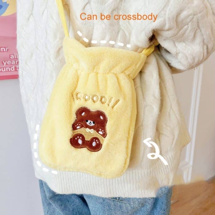 Plüsch-Stickerei, waschbar, kann mit Wasser gefüllter Warmwasserbeutel zum Umhängen sein, Pink Bunny, Purple Bunny, Green Bear, Yellow Bear, Pink Bunny+Strap, Purple Bunny+Strap, Green Bear+Strap, Yellow Bear+Strap – Bild 6