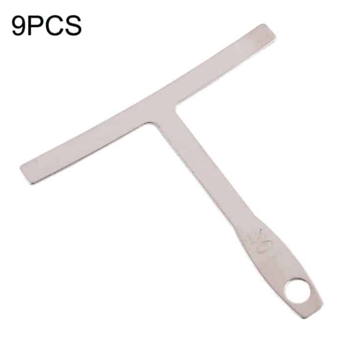 TBD0603011801.jpg Gitarren-Reparatur-Messlineal-Werkzeuge, 9 PCS/ Set T -Type Guitar Ruler, 5PCS Stainless Steel Leveling Ruler, 2PCS Aluminum Silver Leveling Ruler, 2PCS Aluminum Gold Leveling Ruler, 5PCS Guitar String High Ruler – Bild 1