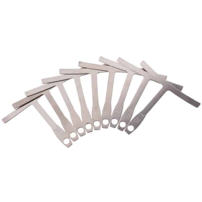 Gitarren-Reparatur-Messlineal-Werkzeuge, 9 PCS/ Set T -Type Guitar Ruler, 5PCS Stainless Steel Leveling Ruler, 2PCS Aluminum Silver Leveling Ruler, 2PCS Aluminum Gold Leveling Ruler, 5PCS Guitar String High Ruler – Bild 3