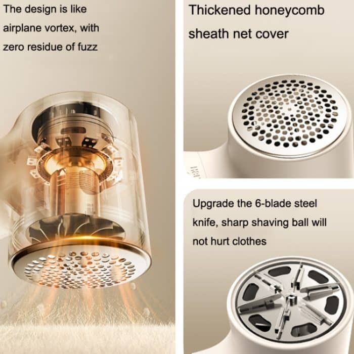 Joyroom JR-CY517 USB-Kleidungs-Pilling-Trimmer, Haushalts-Haarentferner, Stil:, JR-CY517 With Knife Head(White), JR-CY517 With Knife Head(Pink), JR-CY517 With Knife Head(Beige), JR-CY517 With 2 Knife Head(White), JR-CY517 With 2 Knife Head(Pink)... – Bild 4