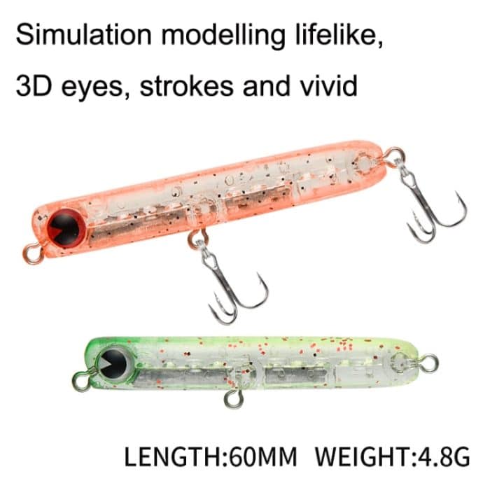 3 Stück 4,8 g 60 mm Microbacter Pencil Top Horse Mouth Lure Bait Bionic Bait, 2pcs A, 2pcs B, 2pcs C, 2pcs D, 2pcs E – Bild 4