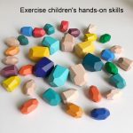 Kinder Frühe Lehren Stapel Stein Bausteine Holz Stapel Stein Spielzeug – Bild 3