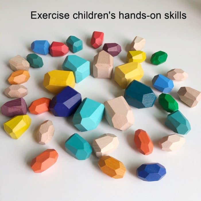 Kinder Frühe Lehren Stapel Stein Bausteine Holz Stapel Stein Spielzeug – Bild 3