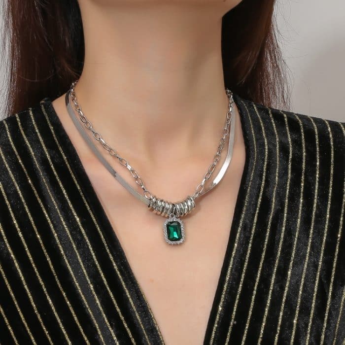 Flache Hip-Hop-Schlangenkette, zweilagige Schlangenknochenkette – Bild 5