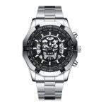 BINBOND S034 30M wasserdichte Quarzuhr Totenkopf Skelett leuchtende Uhr