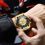 BINBOND S034 30M wasserdichte Quarzuhr Totenkopf Skelett leuchtende Uhr – Bild 7