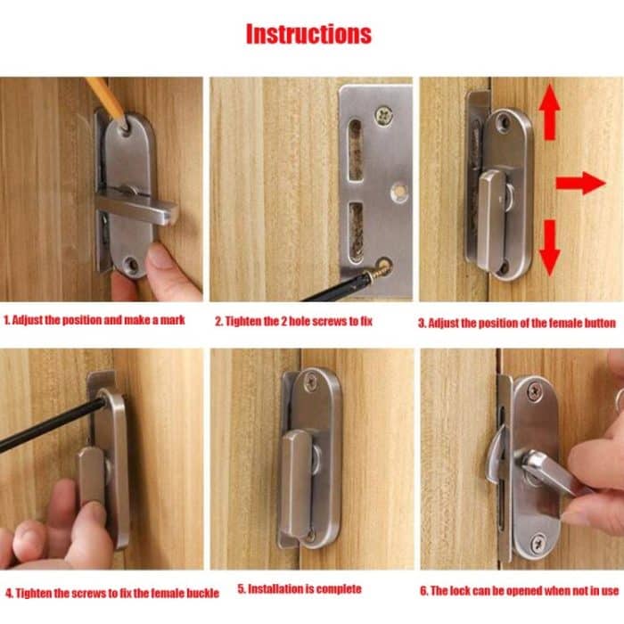 90 Grad rechtwinkliges Migrations-Türhakenschloss, 304 Stainless Steel Slot, Zinc Alloy Slot-free, Zinc Alloy Slot-free / Punching – Bild 8