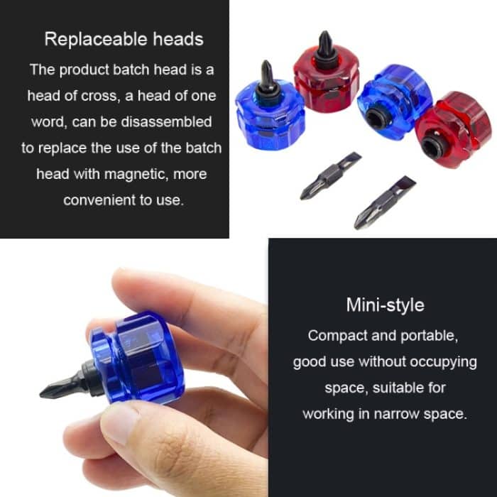 Tragbarer Kreuzschlitz- und gerader 2-in-1-Schraubendreher mit kurzem Griff und Magnetismus, HSD HS-105, HSD HS-206 – Bild 5
