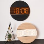 G218B Holz Wohnzimmer Digital Display Uhr Home Dekoration Wanduhr – Bild 3