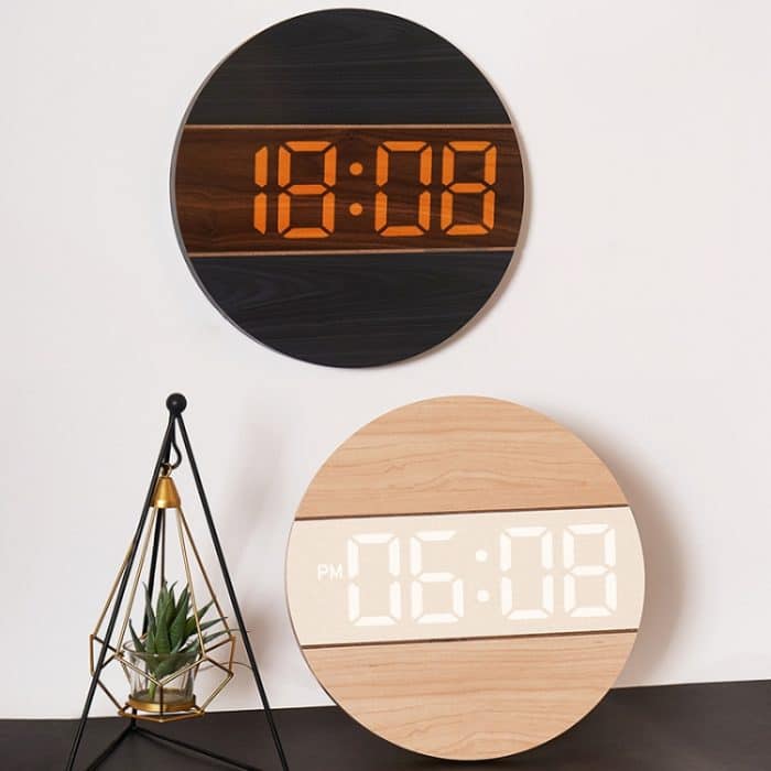 G218B Holz Wohnzimmer Digital Display Uhr Home Dekoration Wanduhr – Bild 3