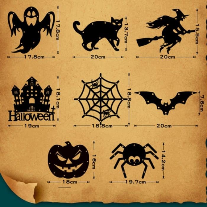 4,5 V Halloween leuchtende Hängelichter Party Urlaub Dekoration, Bat, Castle, Black Cat, Pumpkin, Wizard, Ghost, Spider, Cobweb – Bild 3