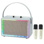 Leder bunter Lichteffekt Karaoke Audio Retro Outdoor Bluetooth Lautsprecher