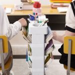 5-lagiger beweglicher Trolley-Aufbewahrungsständer aus Kunststoff für vertikale Bücherregale für Studentenbücher – Bild 5