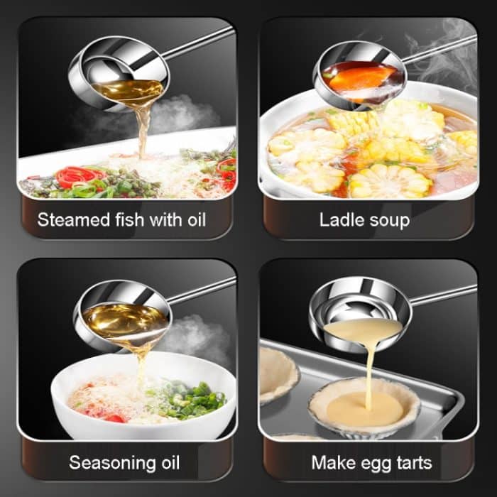 Kacheeg Edelstahl-Heißölpfanne für die Küche, kleiner Ölausgießlöffel, Glossy, Froested, 304 Single Layer Steel, 316 Triple Layer Steel – Bild 10