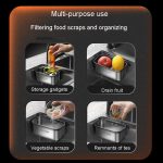 Kacheeg Filter- und Entwässerungsregal für Speisereste für Tanks, Waschbecken, Aufbewahrung, Müllregal, Rectangular Silver, Rectangular Black, Extended Silver, Extended Black, Triangle Silver – Bild 7