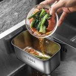 Kacheeg Filter- und Entwässerungsregal für Speisereste für Tanks, Waschbecken, Aufbewahrung, Müllregal, Rectangular Silver, Rectangular Black, Extended Silver, Extended Black, Triangle Silver – Bild 8