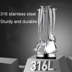 Kacheeg Haushalts-Edelstahl-Spachtel, Küchenutensilien, Kochutensilien, Spatula, Soup Spoon, Leaky Spoon, Frying Spatula, Noodle Scoop, Rice Spoon, Storage Frame – Bild 4