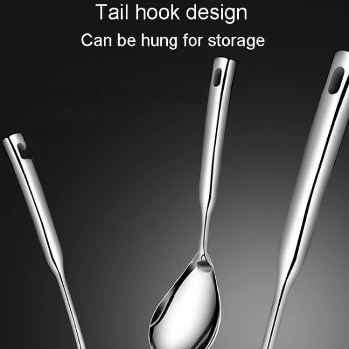 Kacheeg Haushalts-Edelstahl-Spachtel, Küchenutensilien, Kochutensilien, Spatula, Soup Spoon, Leaky Spoon, Frying Spatula, Noodle Scoop, Rice Spoon, Storage Frame – Bild 5