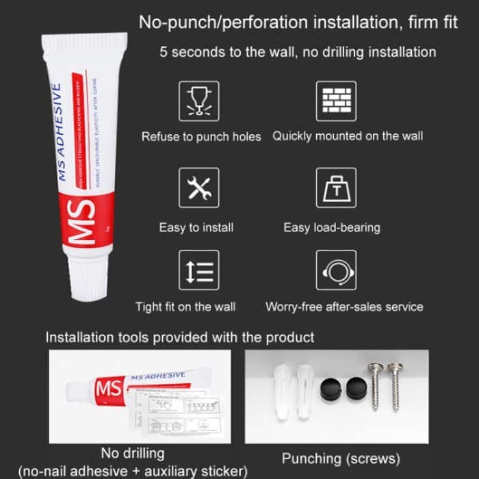 No-Punch Badezimmerregal Waschtisch Praktisches Aufbewahrungsregal, 30cm Black Paint, 40cm Black Paint, 50cm Black Paint, 30cm White Paint, 40cm White Paint, 50cm White Paint – Bild 9